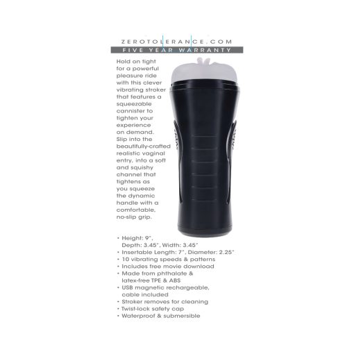Zero Tolerance Hold Tight Rechargeable Vibrating Squeezeable Cannister Stroker Tpe Black/Clear - Image 12