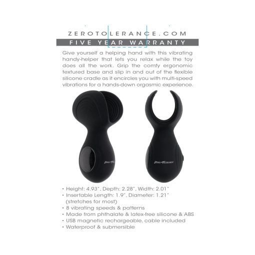 Zero Tolerance Handy Helper Rechargeable Vibrating Stroker Silicone Black - Image 9