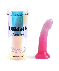Love To Love Dildolls Sunrise  6 In. Silicone Dildo With Multicolor Star Glitter Pink/Purple
