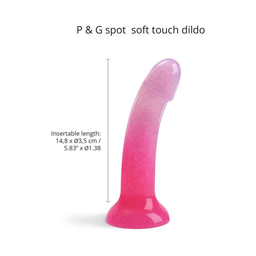 Love To Love Dildolls Sunrise  6 In. Silicone Dildo With Multicolor Star Glitter Pink/Purple - Image 2