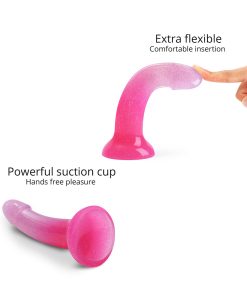 Love To Love Dildolls Sunrise 6 In. Silicone Dildo With Multicolor Star Glitter Pink/Purple