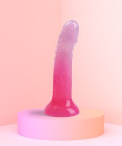 Love To Love Dildolls Sunrise 6 In. Silicone Dildo With Multicolor Star Glitter Pink/Purple