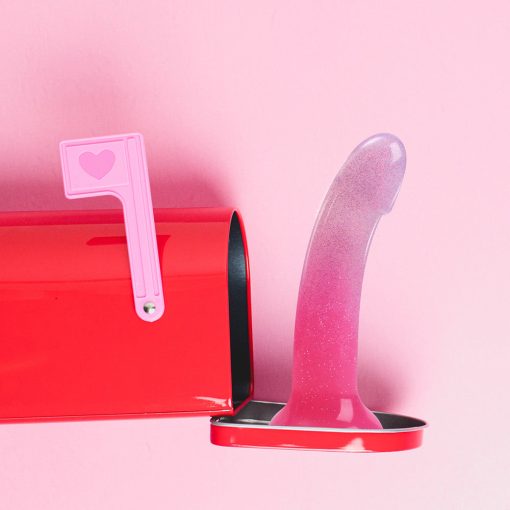 Love To Love Dildolls Sunrise  6 In. Silicone Dildo With Multicolor Star Glitter Pink/Purple - Image 5