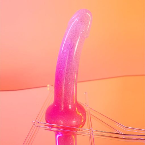 Love To Love Dildolls Sunrise  6 In. Silicone Dildo With Multicolor Star Glitter Pink/Purple - Image 6