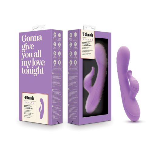 Blush Evelyn Rabbit Vibrator – RumbleTech Dual Stim (Purple, Waterproof)