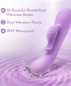 Blush Evelyn Rabbit Vibrator – RumbleTech Dual Stim (Purple, Waterproof)
