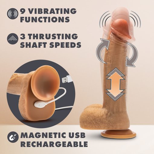 Dr. Skin Silicone Dr. Phillips Thrusting Dildo 8.5 In. Tan - Image 9