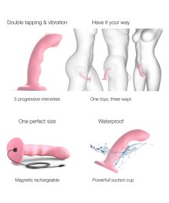 Strap-On-Me Tapping Dildo Wave Coral Pink