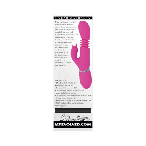 Evolved Pink Dragon Thrusting Dual Vibrator – Rechargeable, Waterproof - Image 11