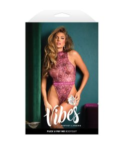 Fantasy Lingerie Vibes Fuck U Pay Me Money-Print Sparkle Mesh Bodysuit M/L