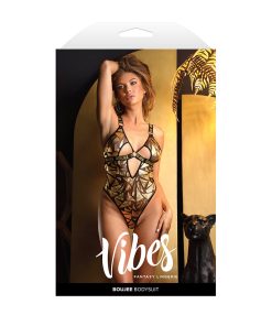 Fantasy Lingerie Vibes Boujee Cut-Out Shattered Foil Mesh Bodysuit S/M
