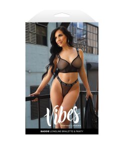 Fantasy Lingerie Vibes Baddie Longline Mesh Bralette & Panty M/L