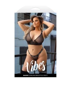 Fantasy Lingerie Vibes Baddie Longline Mesh Bralette & Panty Queen Size