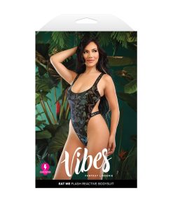 Fantasy Lingerie Vibes Eat Me Flash Reactive Mushroom-Print Bodysuit M/L