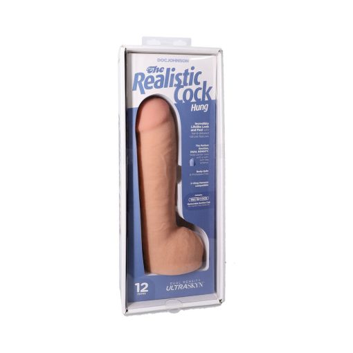 The Realistic Cock Hung 12 In. Ultraskyn Vac-U-Lock Dildo Vanilla