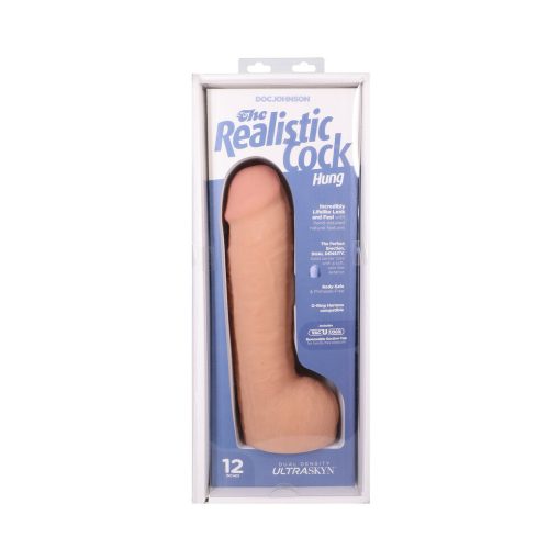 The Realistic Cock Hung 12 In. Ultraskyn Vac-U-Lock Dildo Vanilla - Image 9