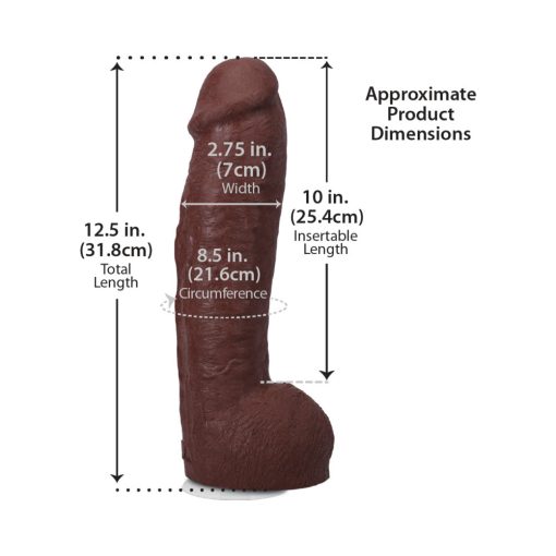 The Realistic Cock Hung 12 In. Ultraskyn Vac-U-Lock Dildo Chocolate - Image 7