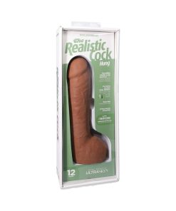 The Realistic Cock Hung 12 In. Ultraskyn Vac-U-Lock Dildo Caramel