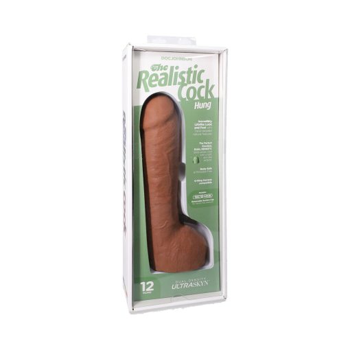 The Realistic Cock Hung 12 In. Ultraskyn Vac-U-Lock Dildo Caramel