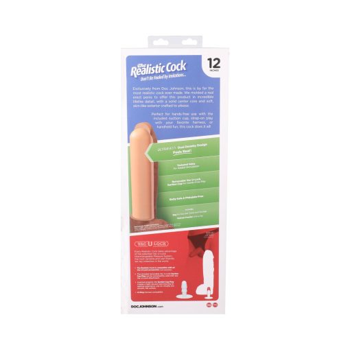 The Realistic Cock Hung 12 In. Ultraskyn Vac-U-Lock Dildo Caramel - Image 10