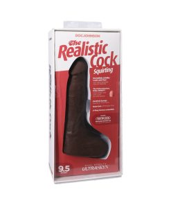 The Realistic Cock Squirting 9.5 In. Ultraskyn Vac-U-Lock Dildo Chocolate