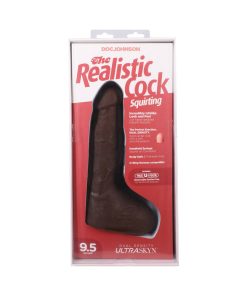 The Realistic Cock Squirting 9.5 In. Ultraskyn Vac-U-Lock Dildo Chocolate