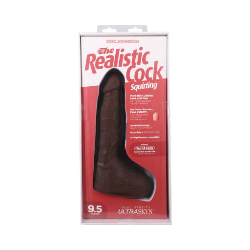 The Realistic Cock Squirting 9.5 In. Ultraskyn Vac-U-Lock Dildo Chocolate - Image 11