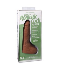 The Realistic Cock Squirting 9.5 In. Ultraskyn Vac-U-Lock Dildo Caramel