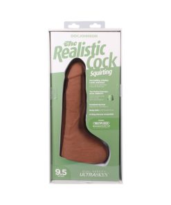 The Realistic Cock Squirting 9.5 In. Ultraskyn Vac-U-Lock Dildo Caramel