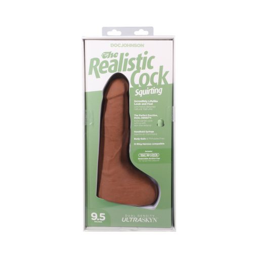 The Realistic Cock Squirting 9.5 In. Ultraskyn Vac-U-Lock Dildo Caramel - Image 11