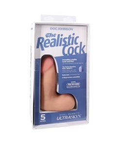 The Realistic Cock 5 In. Ultraskyn Vac-U-Lock Dildo With Balls Vanilla