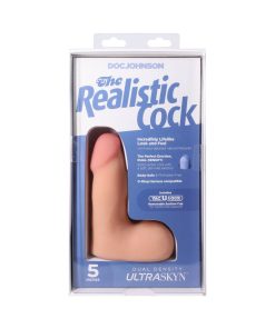 The Realistic Cock 5 In. Ultraskyn Vac-U-Lock Dildo With Balls Vanilla