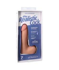 The Realistic Cock 7 In. Ultraskyn Vac-U-Lock Dildo With Balls Vanilla