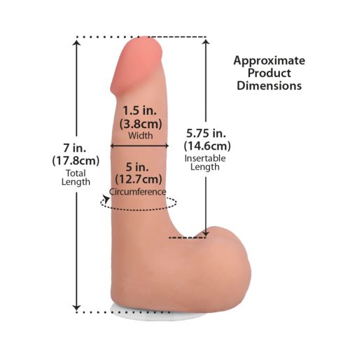 The Realistic Cock 7 In. Ultraskyn Vac-U-Lock Dildo With Balls Vanilla - Image 7