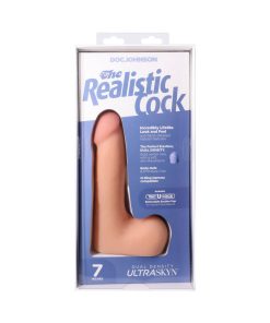 The Realistic Cock 7 In. Ultraskyn Vac-U-Lock Dildo With Balls Vanilla