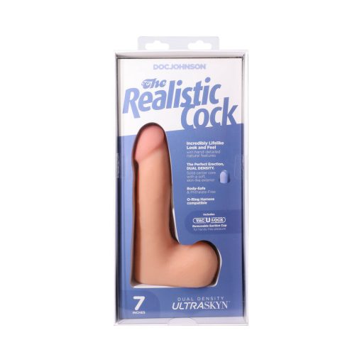 The Realistic Cock 7 In. Ultraskyn Vac-U-Lock Dildo With Balls Vanilla - Image 9