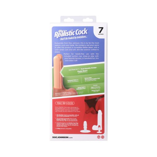 The Realistic Cock 7 In. Ultraskyn Vac-U-Lock Dildo With Balls Vanilla - Image 10