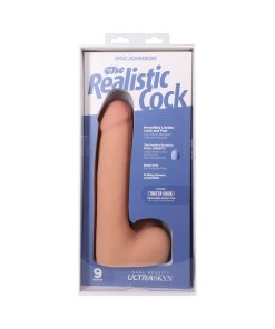 The Realistic Cock 9 In. Ultraskyn Vac-U-Lock Dildo With Balls Vanilla