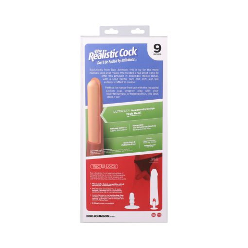 The Realistic Cock 9 In. Ultraskyn Vac-U-Lock Dildo With Balls Vanilla - Image 9