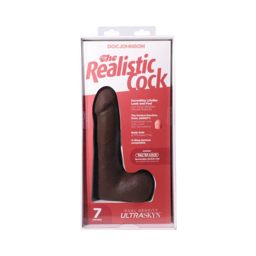 The Realistic Cock 7 In. Ultraskyn Vac-U-Lock Dildo With Balls Chocolate - Image 9