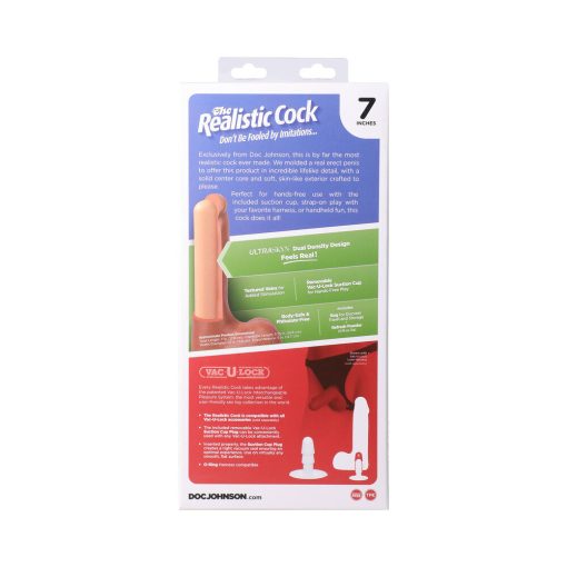 The Realistic Cock 7 In. Ultraskyn Vac-U-Lock Dildo With Balls Chocolate - Image 10