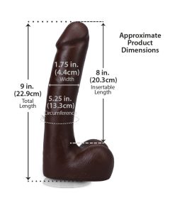 The Realistic Cock 9 In. Ultraskyn Vac-U-Lock Dildo With Balls Chocolate