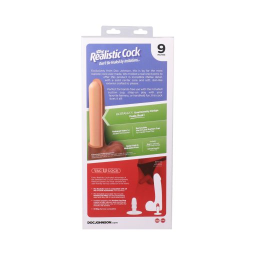 The Realistic Cock 9 In. Ultraskyn Vac-U-Lock Dildo With Balls Chocolate - Image 10