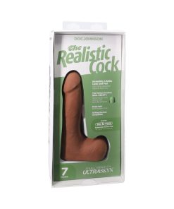 The Realistic Cock 7 In. Ultraskyn Vac-U-Lock Dildo With Balls Caramel
