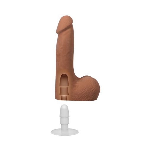 The Realistic Cock 7 In. Ultraskyn Vac-U-Lock Dildo With Balls Caramel - Image 6