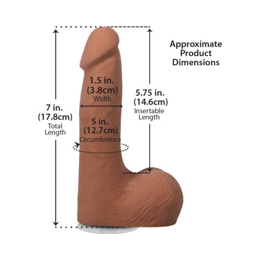 The Realistic Cock 7 In. Ultraskyn Vac-U-Lock Dildo With Balls Caramel - Image 7
