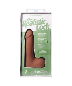 The Realistic Cock 7 In. Ultraskyn Vac-U-Lock Dildo With Balls Caramel