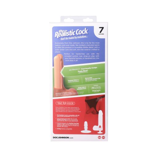 The Realistic Cock 7 In. Ultraskyn Vac-U-Lock Dildo With Balls Caramel - Image 10