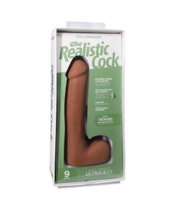 The Realistic Cock 9 In. Ultraskyn Vac-U-Lock Dildo With Balls Caramel