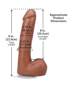 The Realistic Cock 9 In. Ultraskyn Vac-U-Lock Dildo With Balls Caramel